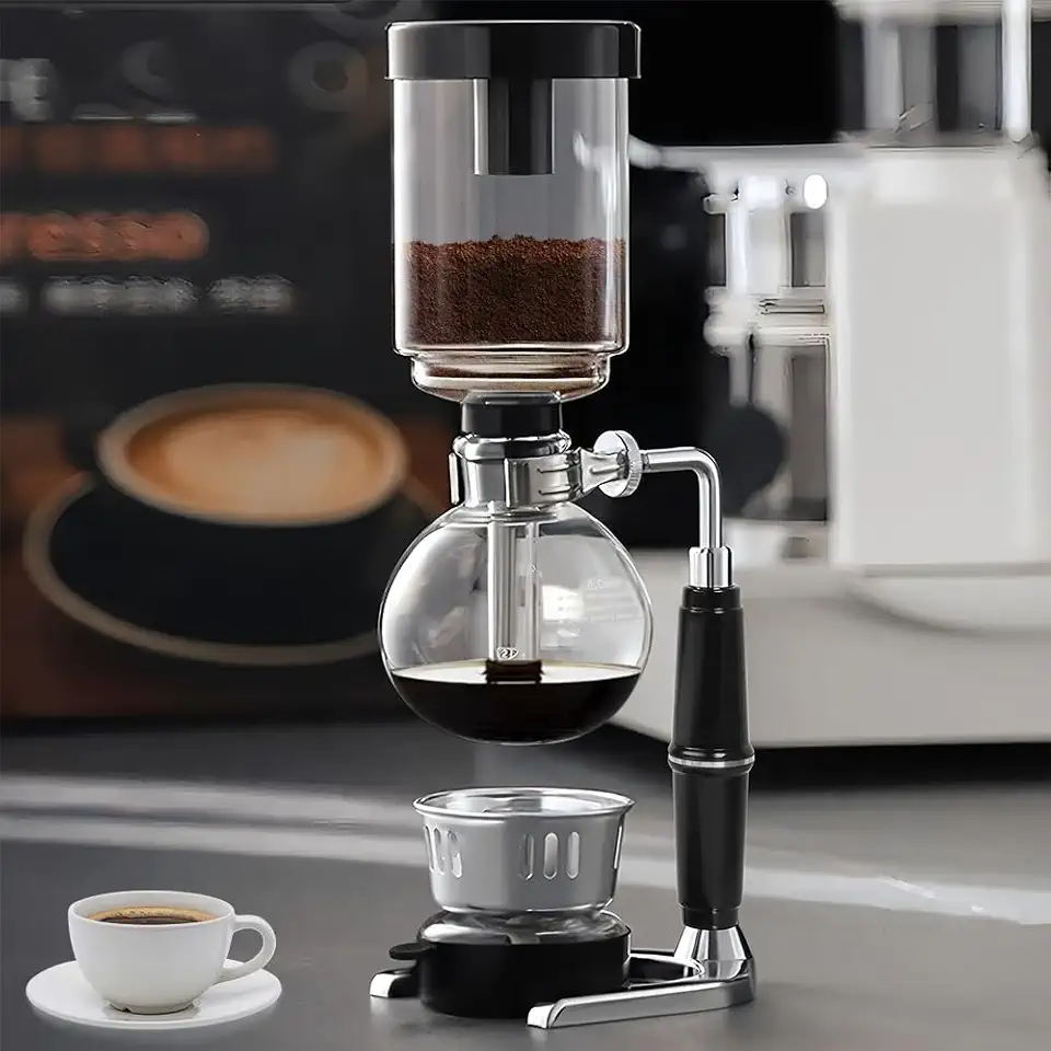 Kit Barista Café, Cafeteira a VáCuo com Pote de SifãO com ResistêNcia de Alta Temperatura, Cafeteira Sifão Belga, MáQuina de Café de Gotejamento,Cafeteira com Sifão para Três Boses