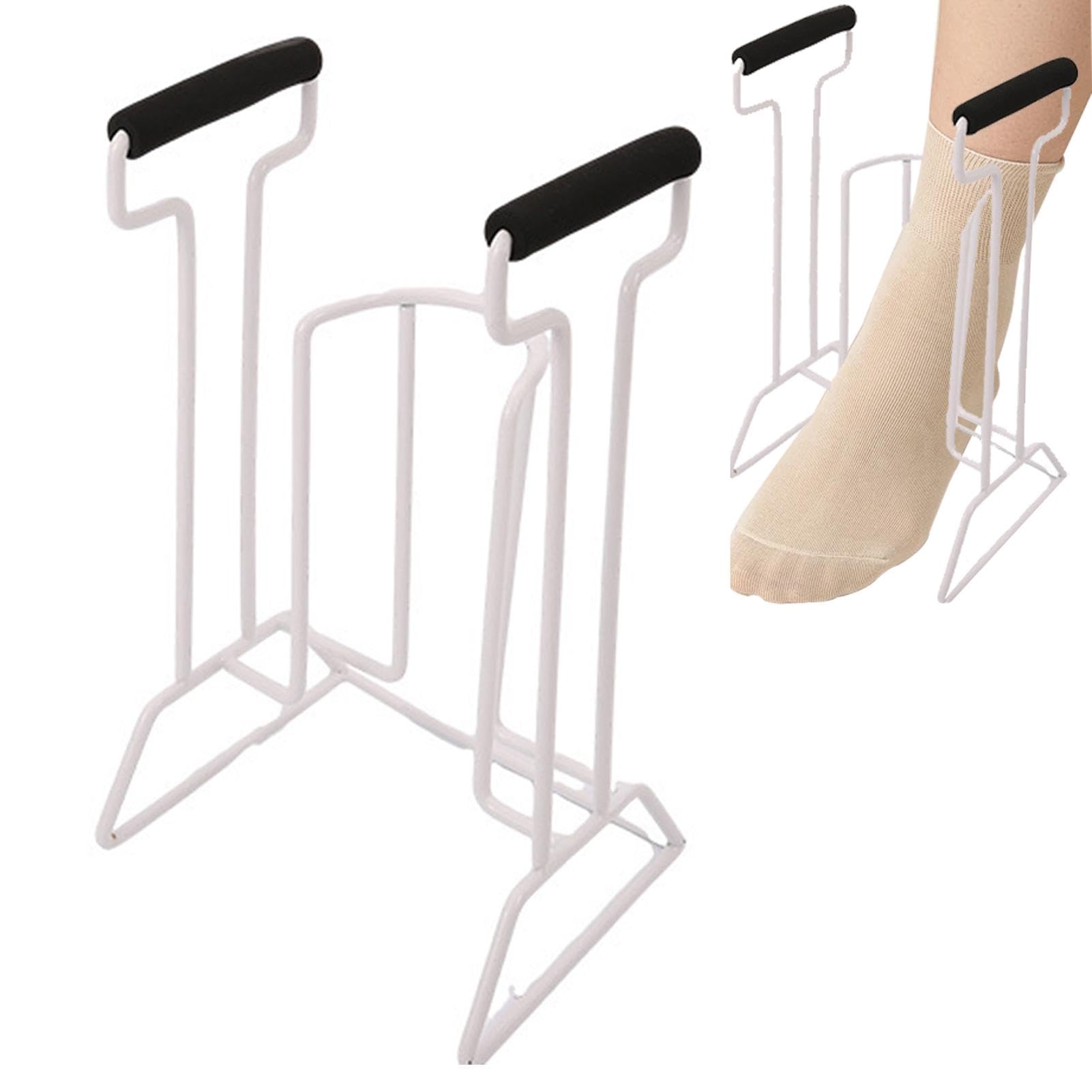 Sockenhilfe Sockenhilfe Kompressionsstrumpfhilfe Sockenhilfe Sockenanzieher Sockenanziehhilfe für stabile Socken mit einfachem Griff Rostfreier Helfer für große Socken