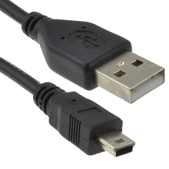 kenable USB 2.0 Cable A to Mini-B 5 Pin Lead for Digital Cameras Data Transfer & Charging 24AWG Shielded Black 0.5m