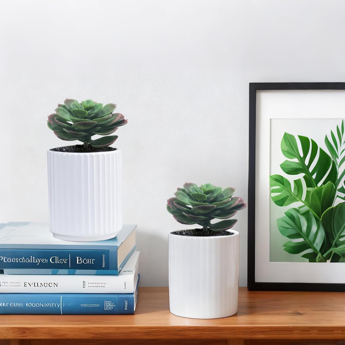 2Pcs Artificial Succulent Plants, Lotus Flower Realistic Fake Succulents, Fake Plant for Garden Arrangement Decor, Autumn - Image 4