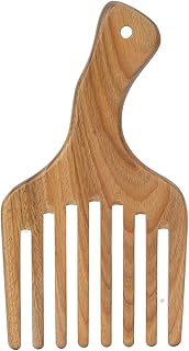 Pente, pente de madeira de dentes largos natural verde sândalo pente de barba pente antiestático massagem couro cabeludo pente de dentes grossos pente de cabelo molhado ou seco antiestático pente de barba de madeira barbeiro salão