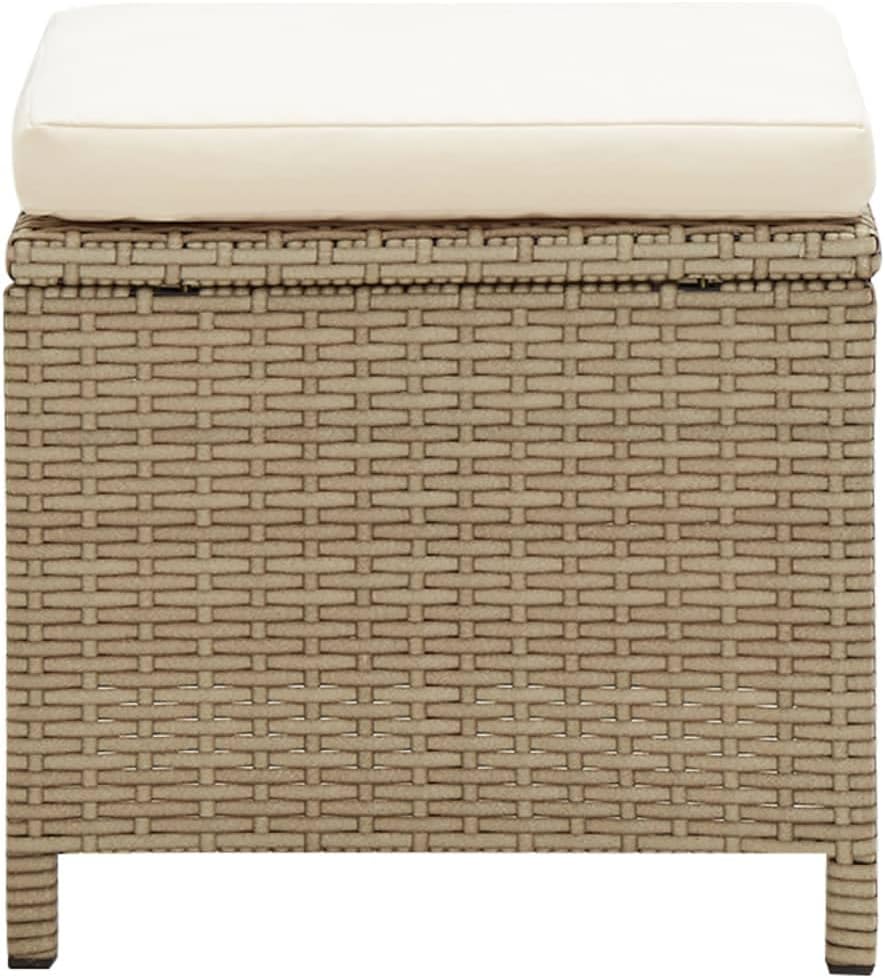 Patio Stools 2 pcs with Cushions,Outdoor Dining Stools,Balcony Furniture,Garden Stools,Comfortable Farmhouse Stools,Fits Tearoom,Bars and Cafes,Dining Room,Garden, Porch, Poly Rattan Beige