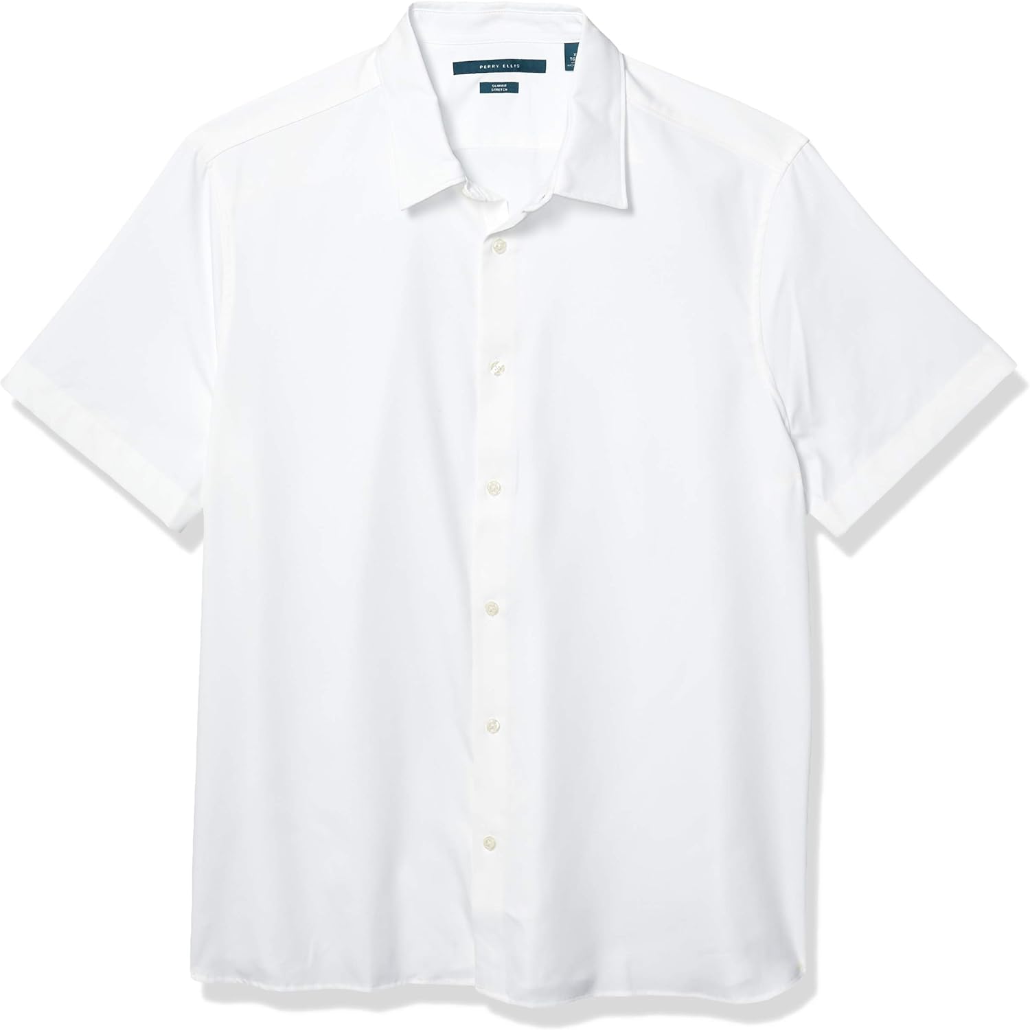 Perry Ellis Men's Total Stretch Slim Fit Solid Short Sleeve ButtonDown