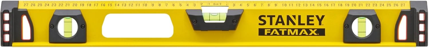 STANLEY 1-43-553 Level Profile I-Beam 60 cm FATMAX Range - Reinforced Aluminium Structure - 3 Vials High Visibility - 2 Machined Insoles - 2 Bi-Material Handles - Shock Absorber