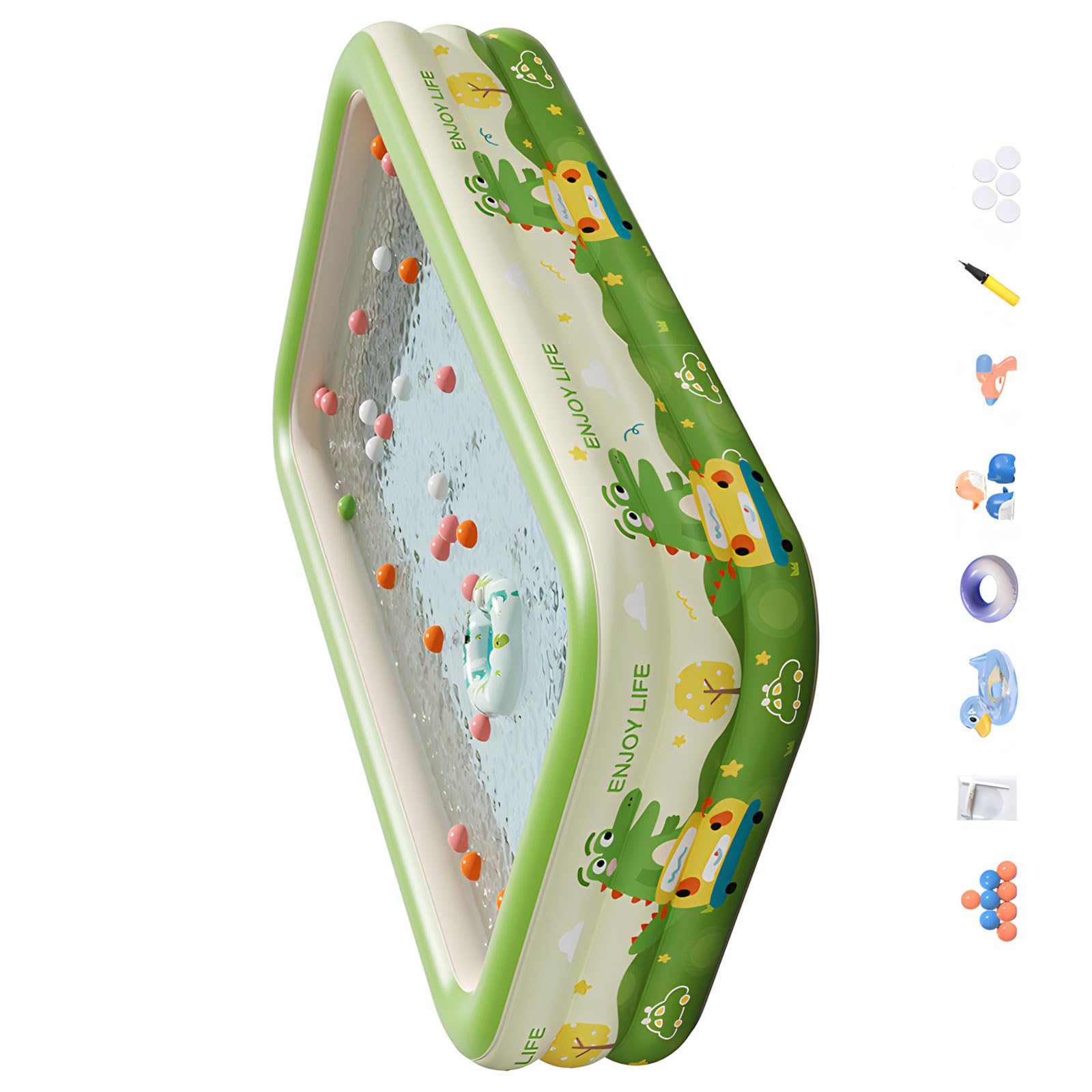 Piscina gonfiabile di grande capacità, 180 x 130 x 56 cm, in PVC pesante, ideale per la famiglia e la stagione calda, per adulti e bambini