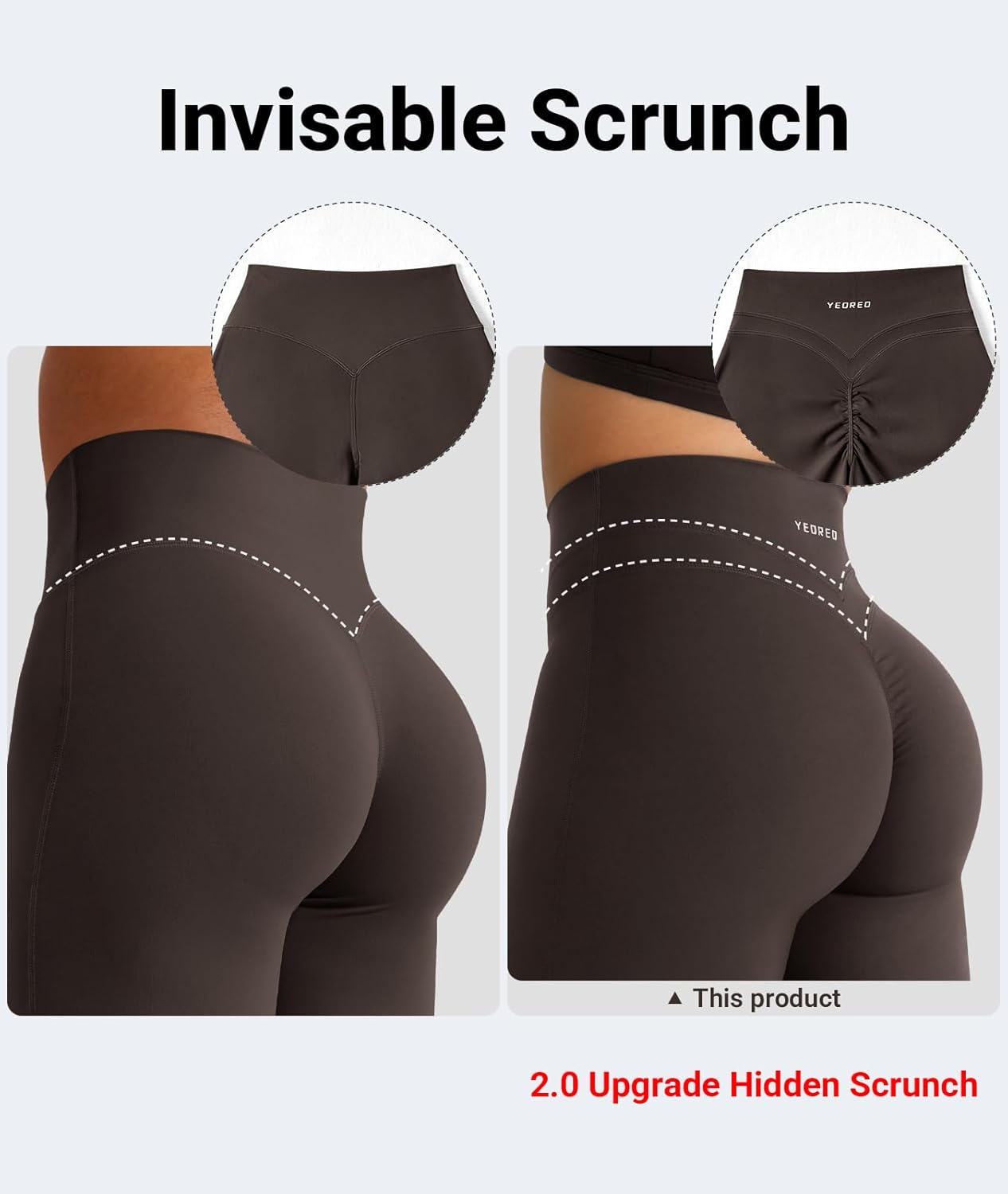 YEOREO Straight Leg Workout Leggings Hidden Scrunch High Waist Gym Pants No Front Seam Wide Leg Yoga Pants - Image 4