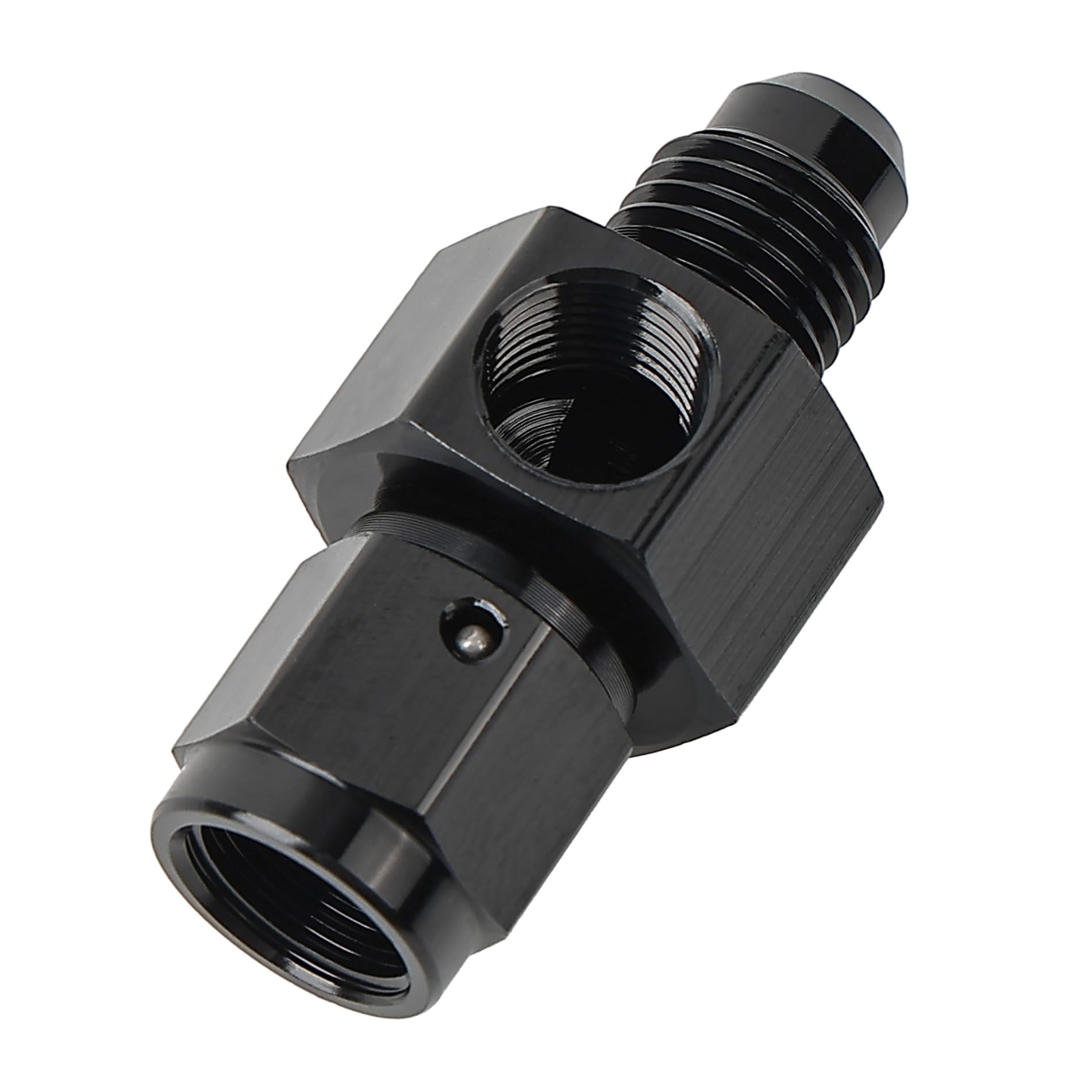 EVIL ENERGY 4AN Male Flare to -4 Female Swivel with 1/8 NPT Gauge Port Fuel Pressure Take Off Fitting Adapter Aluminum