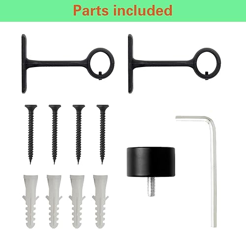 Miniatura 5 de Barra de cortina industrial de 1 pulgada para barra de cortina de ventana de 72-144 pulgadas, barra de cortina simple, barra de cortina negra, barra