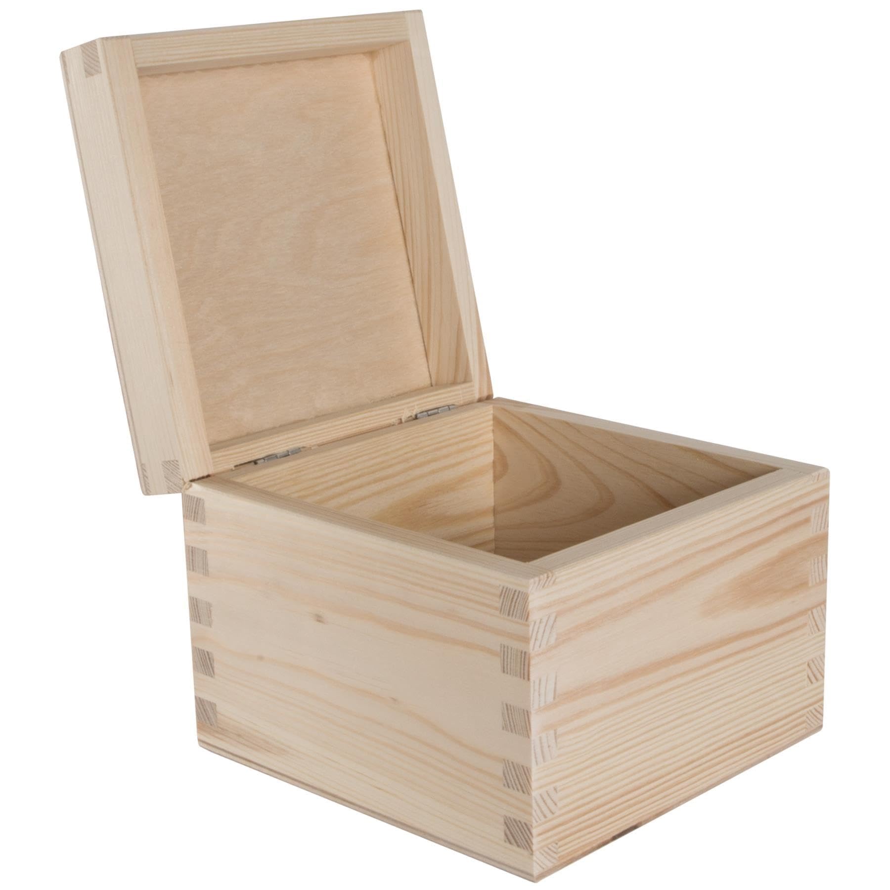 Woodeedoo Large Square Wooden Keepsake Box With Lid Plain Pine Cube Crafts Decorative Storage  Gift Case Holder 13 X 13 X 10.5 Cm from B&Q