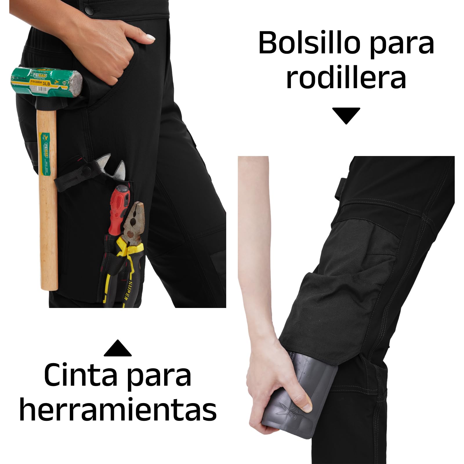 WORK IDEA Salopeta de Trabajo Femenina con Buena Elasticidad, múltiples Bolsillos y Uso Parcial del Tejido Cordura para Mayor Resistencia al Desgaste, Apta para Diversos entornos de Trabajo