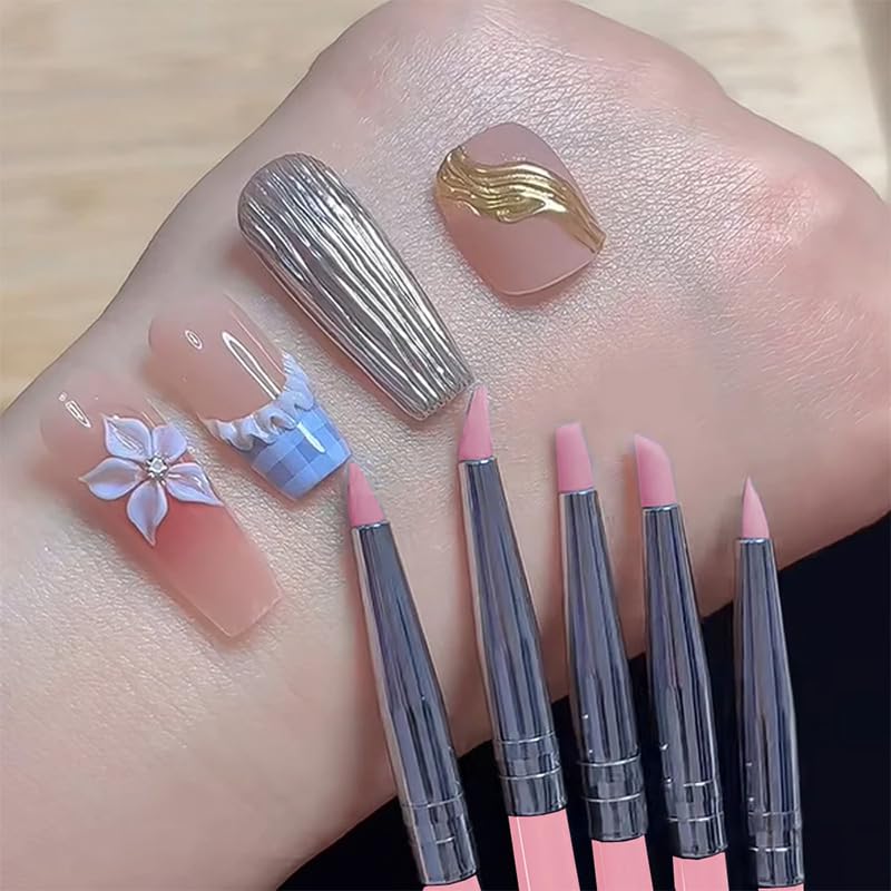 5PCS Set Silicone Nail Art Pen DIY Dotting Polish Brushes Pen Professional Manicure Tools For Women Girls Black — view 7