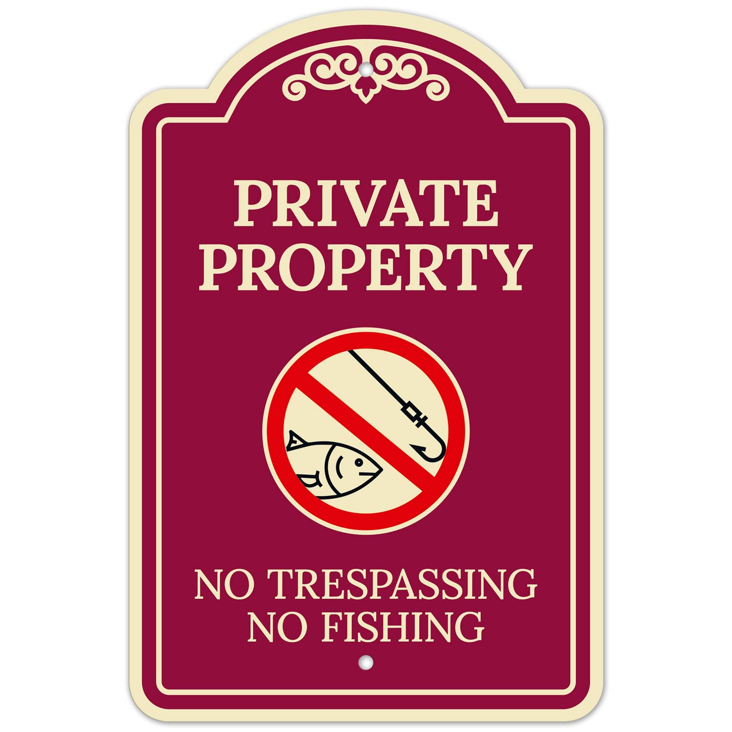 No Trespassing No Fishing Décor Sign, Green Light, 12x18 Inches, ACM, Fade Resistant, Made in USA