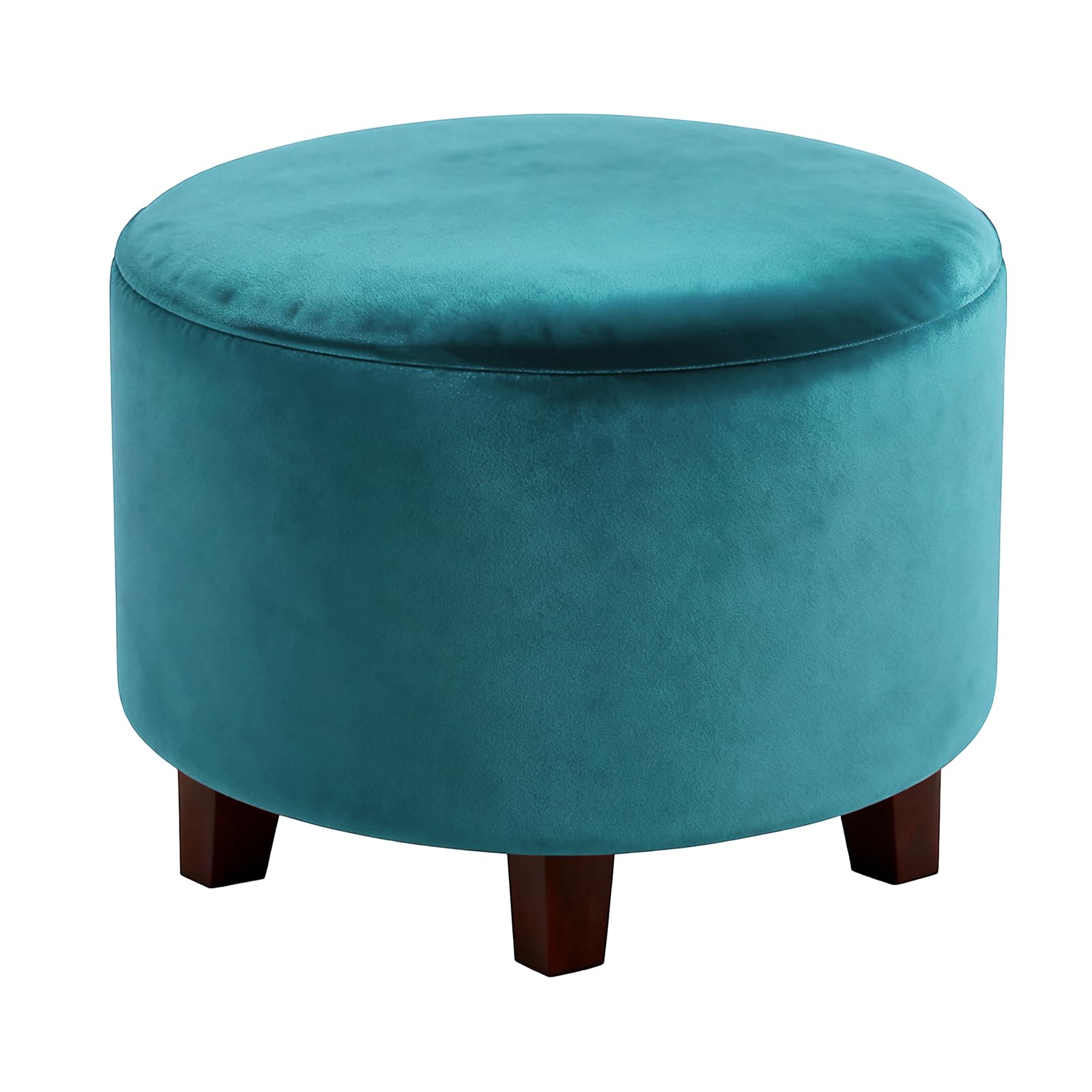 sourcing map Velvet Round Footstool Slipcover, Stretch Foot Stool Protector Covers Plush Furniture Protector Cover with Elastic Bottom for Footstool Living Room Bedroom(Large, Peacock Blue)