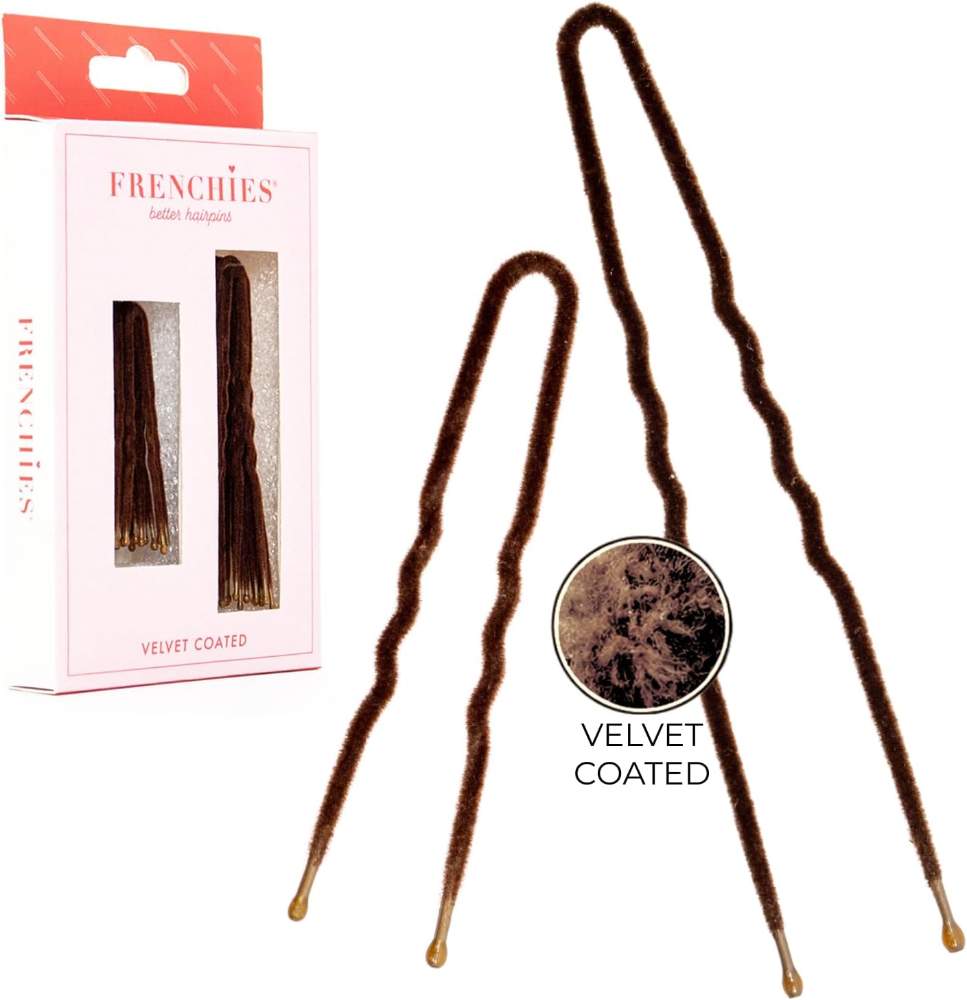 Frenchies Ultra Flocked Extra Soft French Twist Hair Pins: The French Hair Pins for Buns, Updo Hairstyles, Hair Extensions + Wigs - 20 Count Brown
