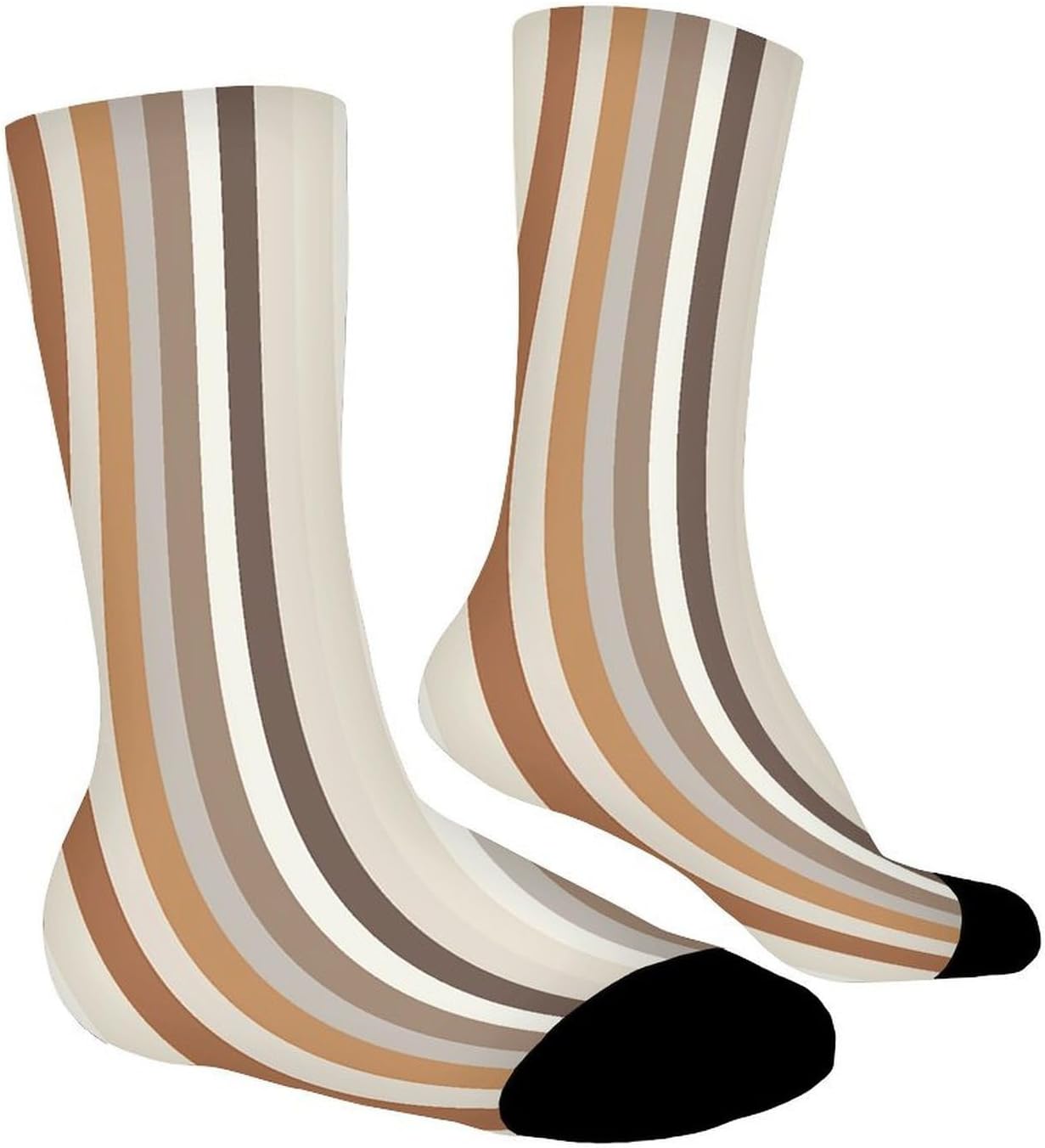 Moisture Wicking Socks, Breathable, Lightweight Crew Sock, Casual | Brown And Gray Work Socks for Women Men, Elastic Soft Boot Socks for Travel, Seamless