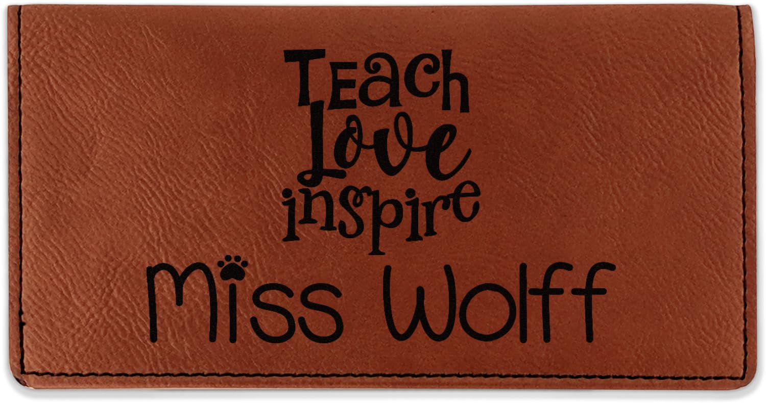 RNK Shops Personalized Teacher Gift Leatherette Checkbook Holder - Double-Sided