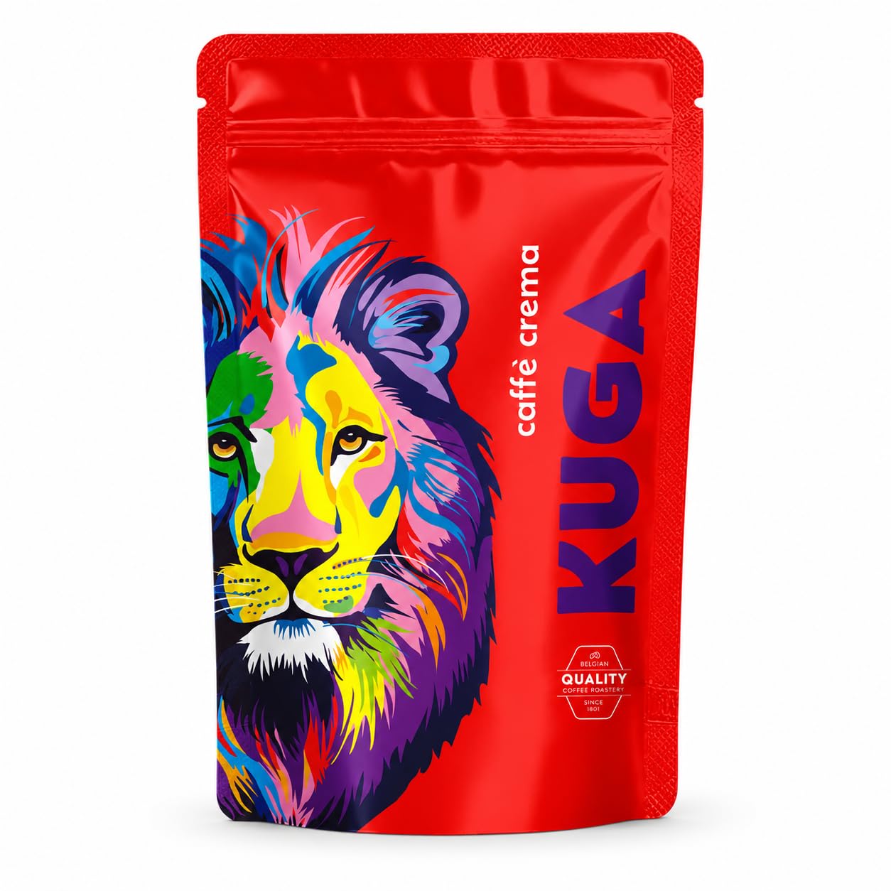 KUGA Caffè Crema Kawa ziarnista 250 g, całe ziarna, belgijskie palenie, 50% Arabica & 50% Robusta, łagodna, kremowa, do ekspresu automatycznego, kolbowego, French Press i kawiarki