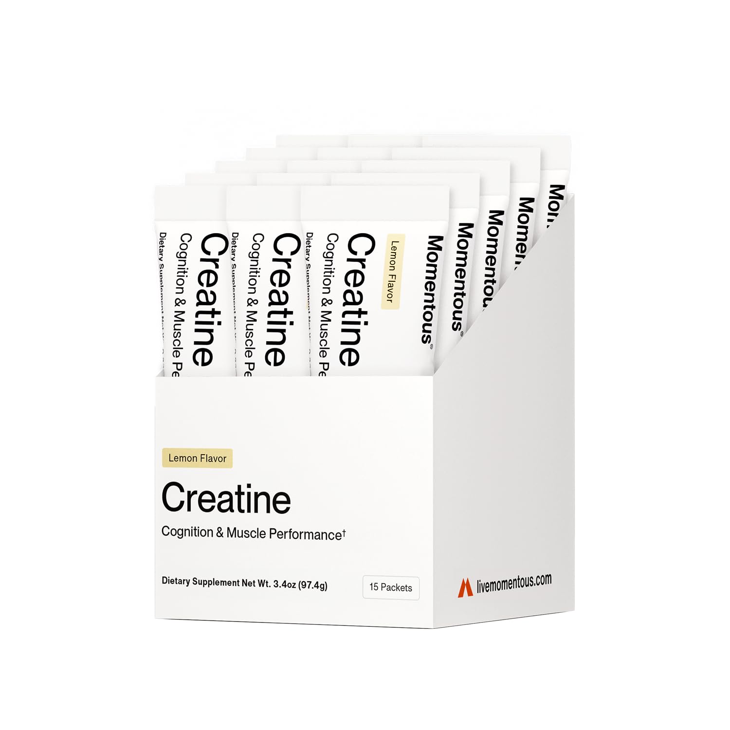 Momentous Lemon Creatine Monohydrate Powder - 6.49 g per Serving (15 Servings) | NSF Certified for Sport - main product image