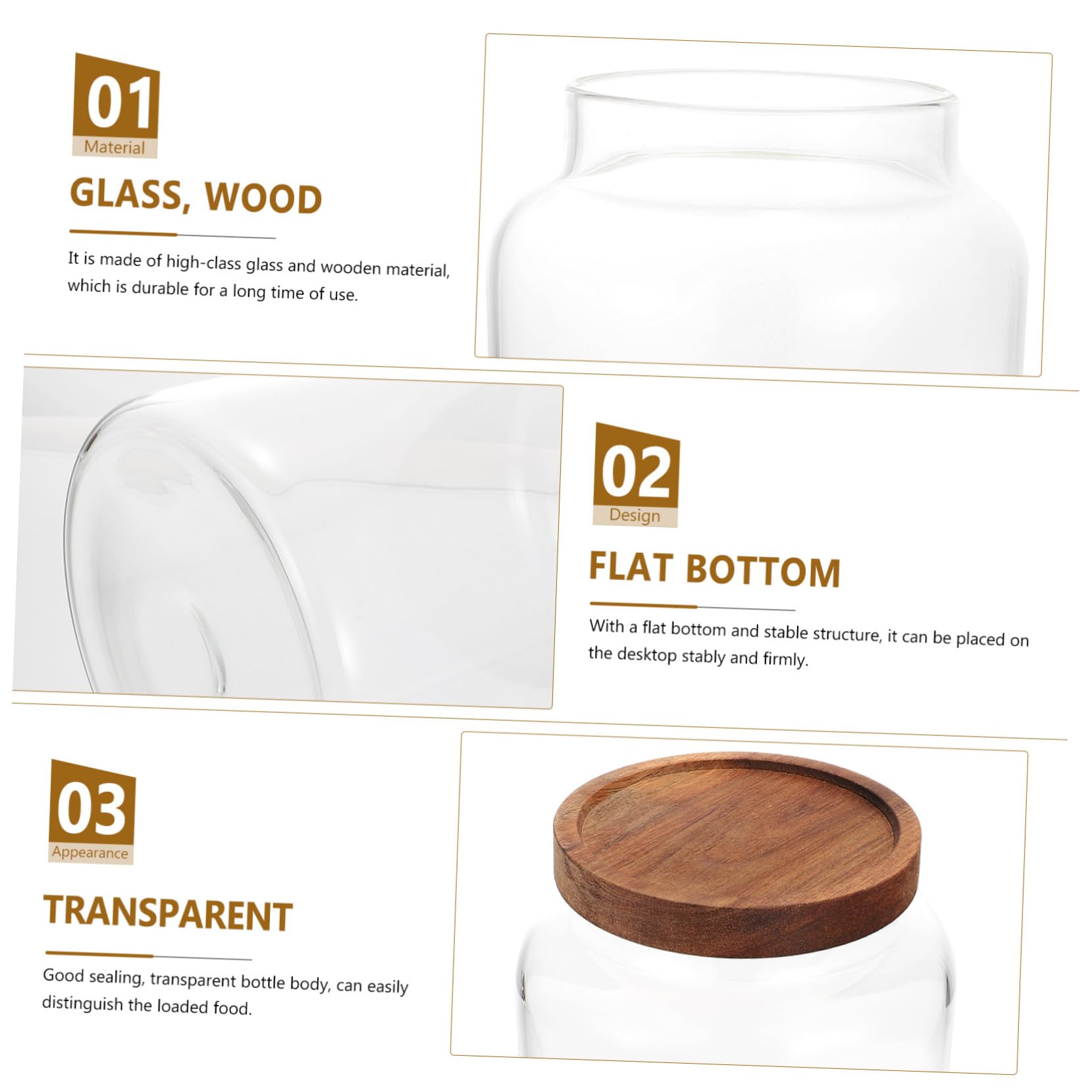 VICASKY Küchenvorratsglas 2, 8l aus Glas mit Holzdeckel für Lebensmittel | Getreide und Vorräte, Flacher Boden, Tisch und Küchenbereich, Klare Sicht den Inhalt