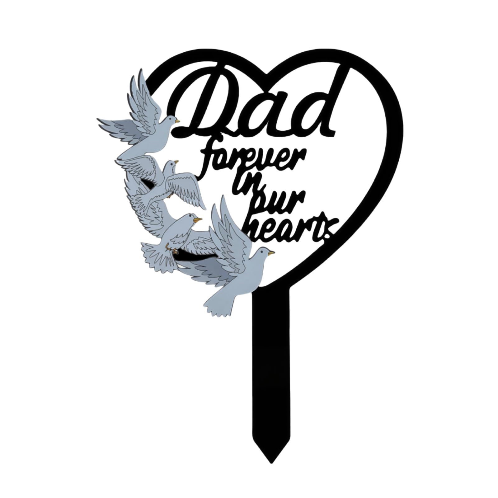 Metal Dad Memorial Stake Grave Dove Decorations for Cemetery Gravesite Sympathy Markers Waterproof Memorial Gifts for Loss of Dad Tombstones Plaque Outdoors Lawn Yard Decor (Dad)