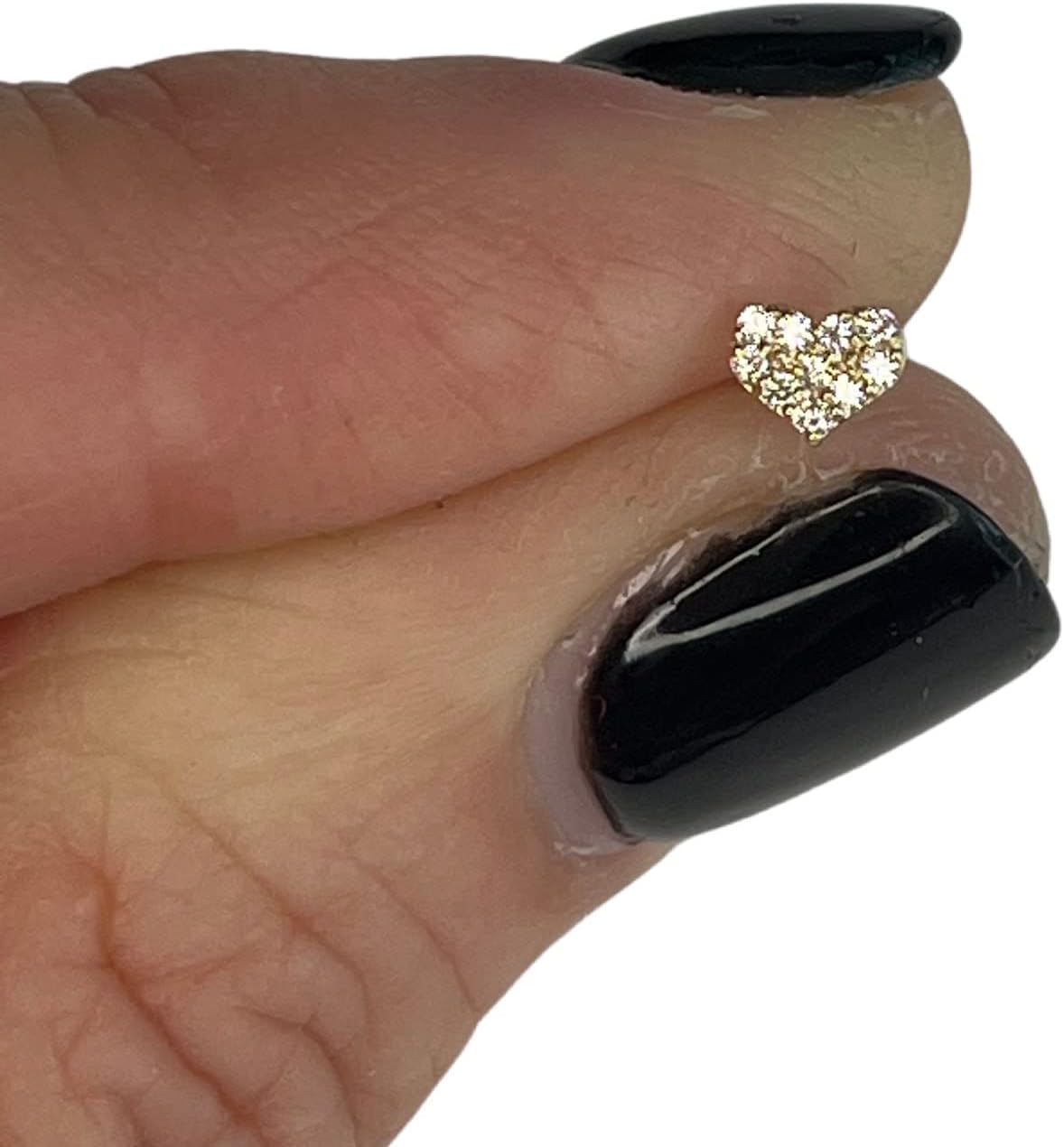 Ellie J Maui 14k Solid Gold Heart Nose Stud, Tiny Pave CZ Nose Bone Piercing, Cute Dainty Nose Pin for Women and Girls, Cubic Zirconia Heart Shaped Jewelry - Image 6