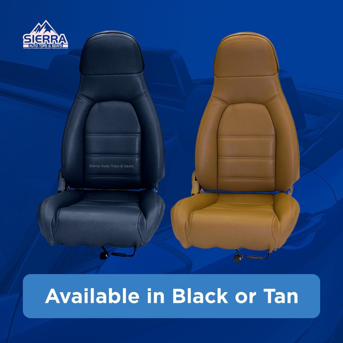 Sierra Auto Tops & Seats Seat Cover Kit for 1990-1997 Mazda Miata MX5 - Black, Faux Leather - Front Seat Covers Replacement Kit for Mazda MX5 - Custom Fit Seat Covers - Set of 2