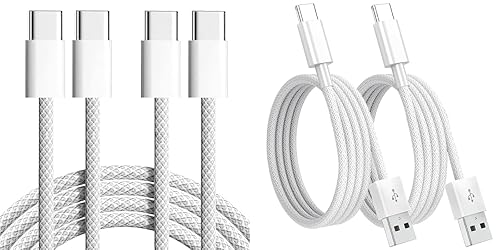 Cable trenzado USB C a USB C de 3 pies y cable Carplay para automóvil para iPhone 16/15 (paquete de 2 unidades de 3.3 pies), cable de carga USB A a