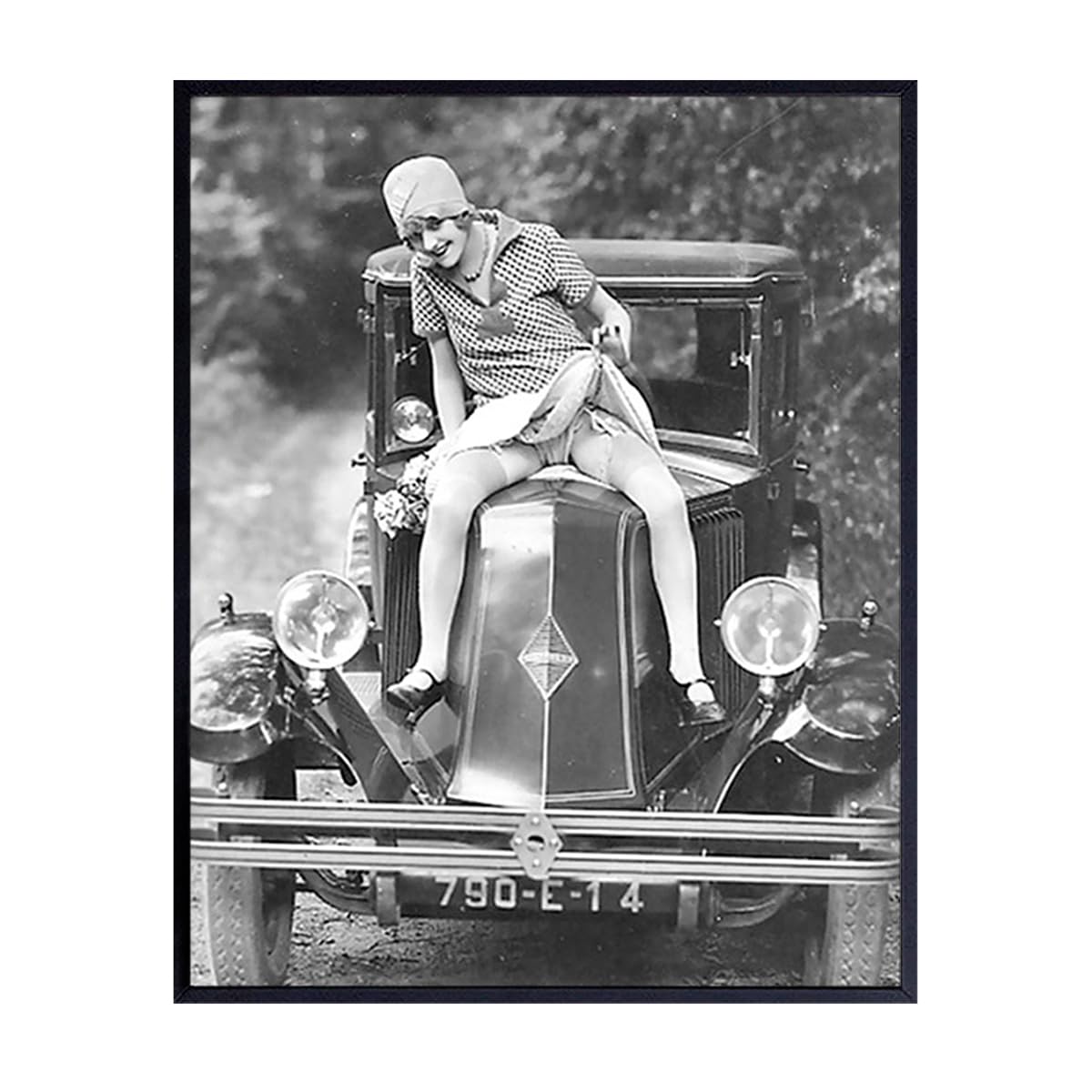 Man Cave Decor - Wall Decor for Men - Funny Gift for Men, Antique Car, Automobile Fans - Flapper Wall Art Photograph - Garage, Bar, Den Decorations -