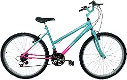 Bicicleta Passeio 18 Marchas Aro 26 Feminina Anis/Rosa