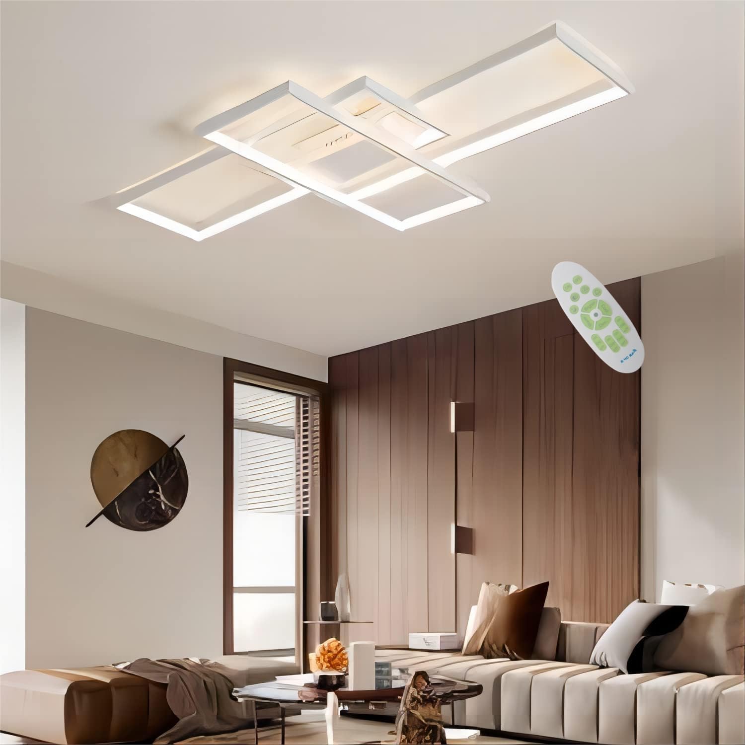 Plafon Led Techo Moderno, Gran Lámpara de Techo LED Regulable con Mando a Distancia, 3000K-6000K Rectangular Luz De Techo del para Dormitorio Comedor Cocina Salón, Blanco (80x45x9cm)