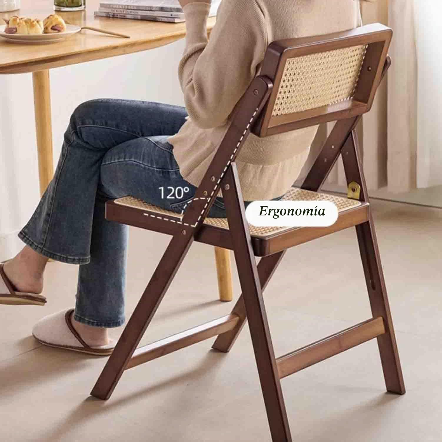 Silla Plegable de ratán, Silla de Respaldo, casa de Familia Minimalista, casa de Madera Maciza, Silla de Sala de Estar, Respaldo de Ocio, Silla de Comedor, Silla,A