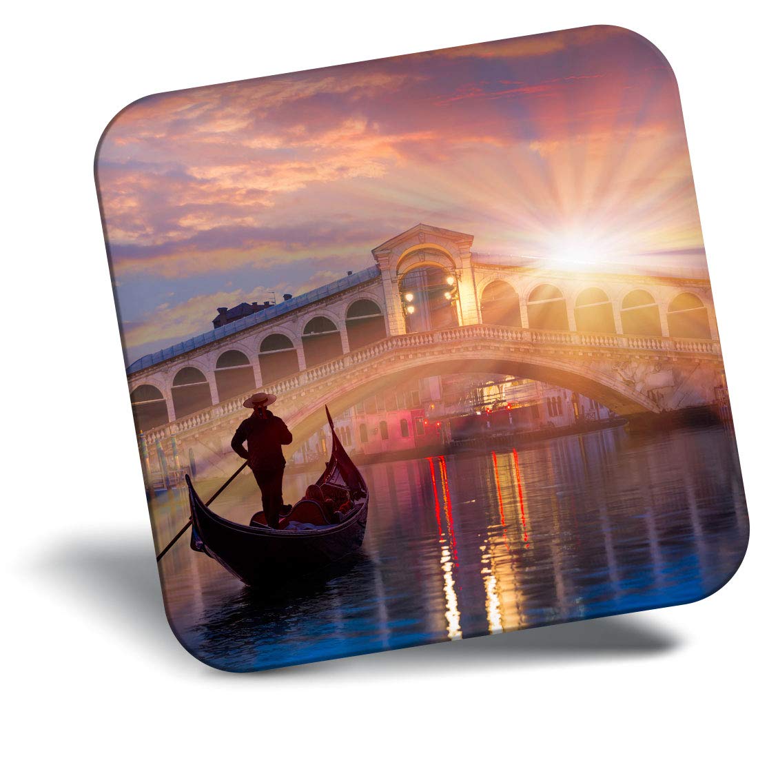 Destination Vinyl Ltd Fridge Magnet - Gondola Rialto Bridge Venice Italy 21629
