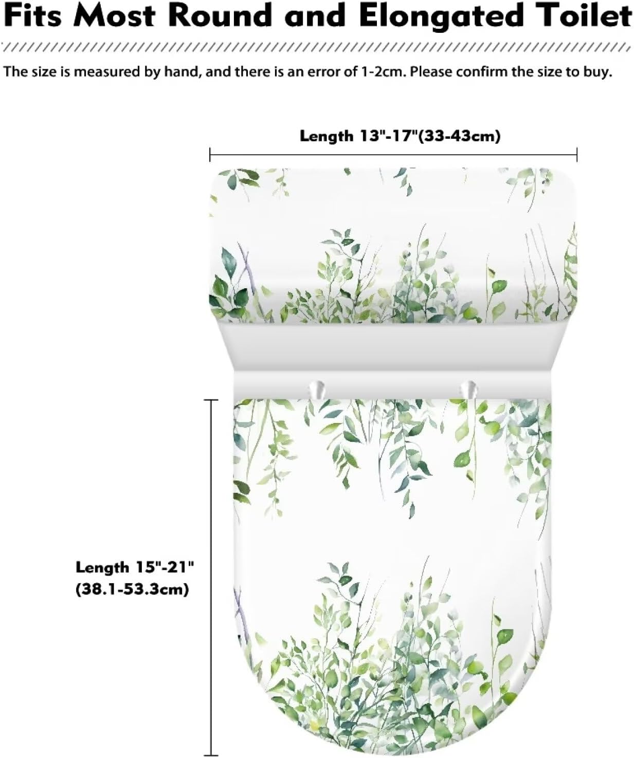 Green Vine Toilet Lid Tank Covers Washable Toilet Seat Cover Toilet Seat Rug Universal Fit Standard Oblong Elongated Toilet Home Decor image 5