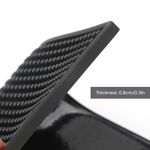 Miniatura 4 de Segbeauty - Tapete de peluquería antideslizante para cortapelas, 11.8 x 17.7 pulgadas, PVC negro, flexible, grueso, tapete organizador de estación