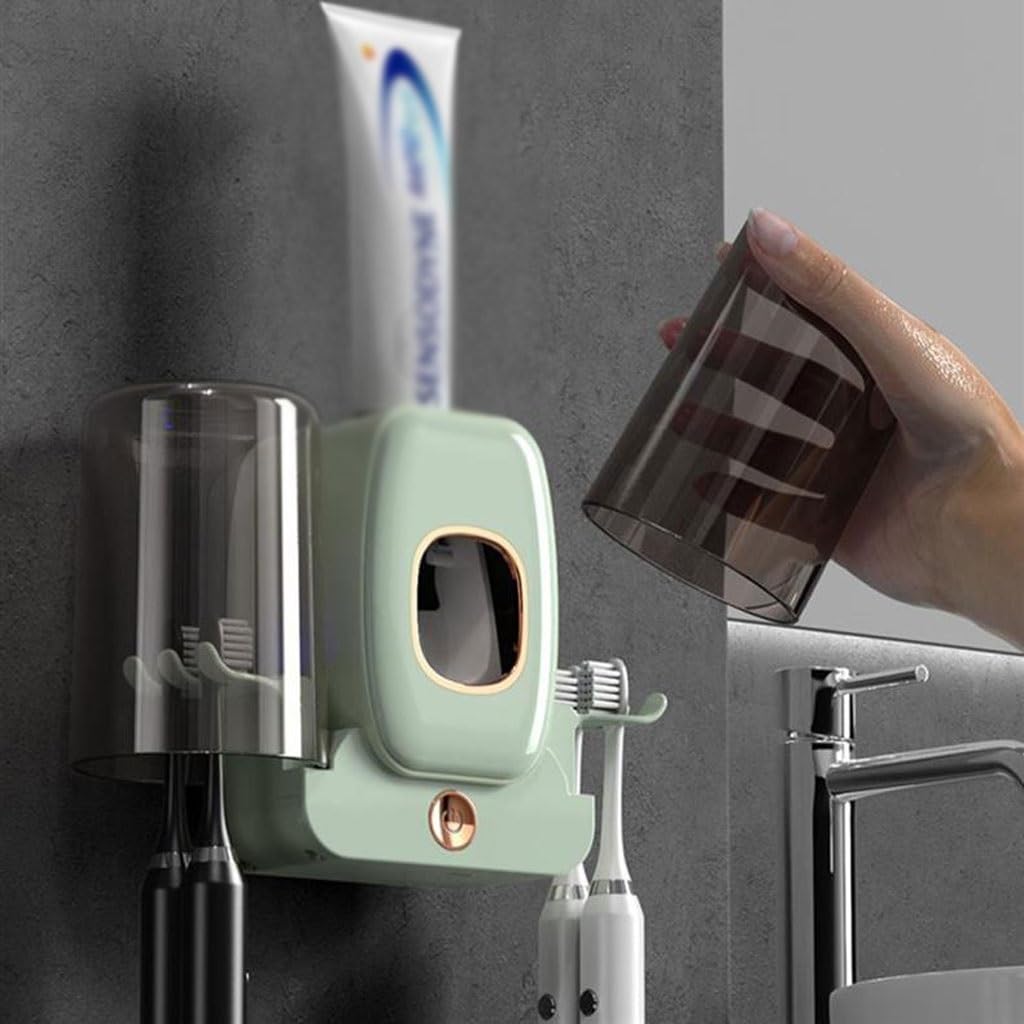 Estante para Cepillos de Dientes Doppelter Wand-Zahnbürstenhalter, hellgrau, schwarz, Badezimmer-Zahnpasta-Halter, Zahnpasta-Spender UntErstützen Sie die Toilettenspülung(B)