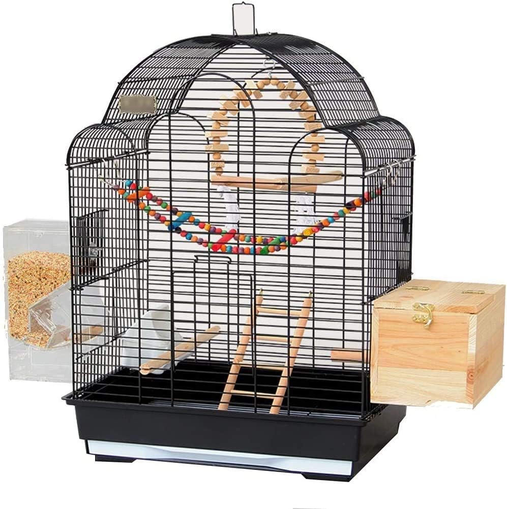 HTTGDGDH Professional Birdcage Pet Supplies Bird Carrier Gardening Decor Bird Cages For Parakeets, Parakeet Cage Cover Household Bird Cage, Small Iron Parrot Cage, Pigeon Pearl Bi,Black a