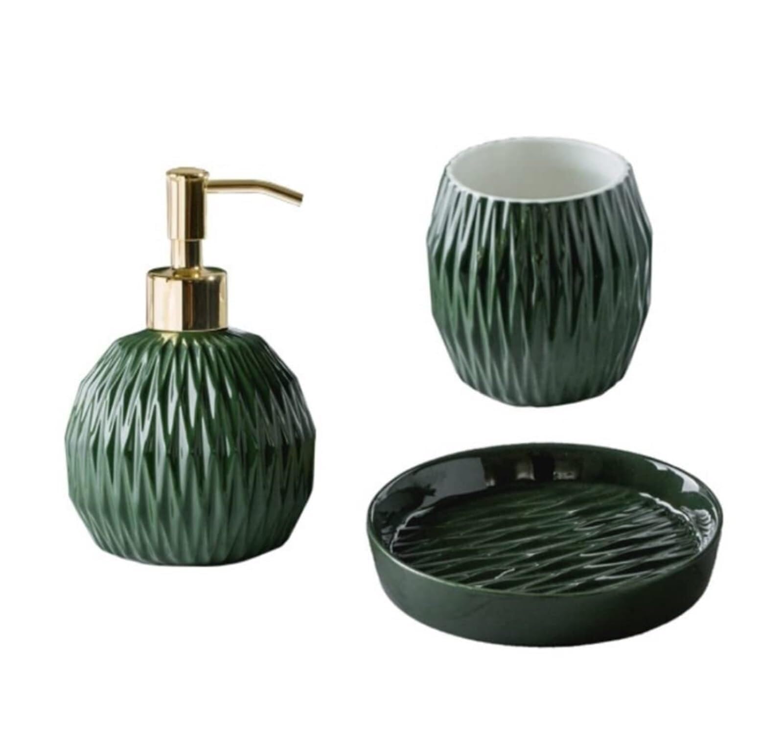 Set di accessori per il bagno Ceramica Include dispenser di sapone da 350 ml/11,8 oz, moderno piatto decorativo banco Arredamento per gli affittuari(White,3)