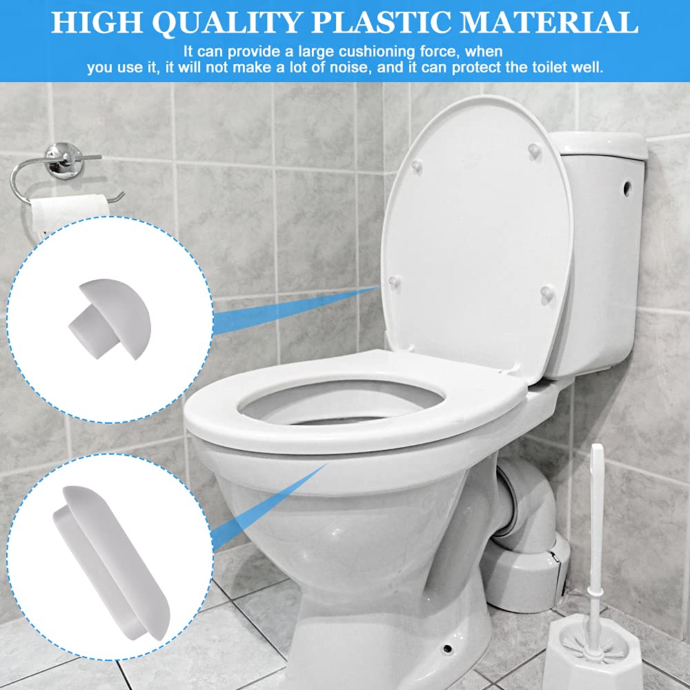12 Pezzi Paracolpi Per Sedile WC In Plastica Morbida | Tamponi Antirumore E Antigraffio, Universali Per Coperchio E Anello, Facili Da Installare, Bianco - 2