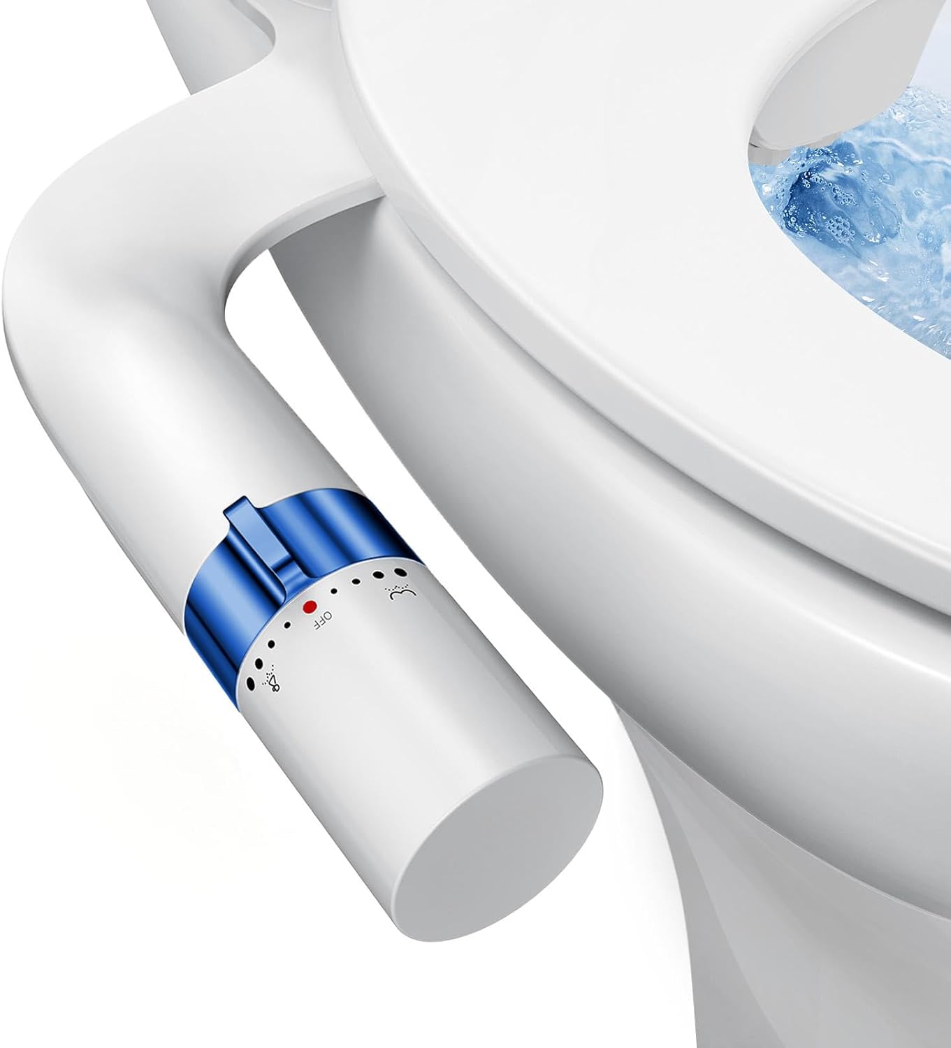 Bidet Attachment for Toilet, Ultra-Slim, Non Electric Dual Nozzle, Fresh Cold Water Spray Sprayer, Bidets Existing Toilets Seat, Baday Beday Badette Bedette, Feminine Rear Wash, Blue