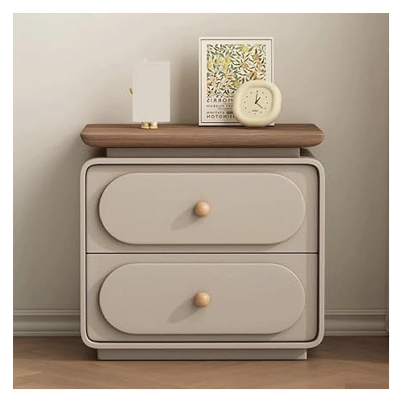 SXZenSpace Fashion Nightstand for Living Room Wood Side Table 2 Drawer Bedside Microfiber Leather Cabinet Bedroom End Table(Brown,50cm/19.7in)