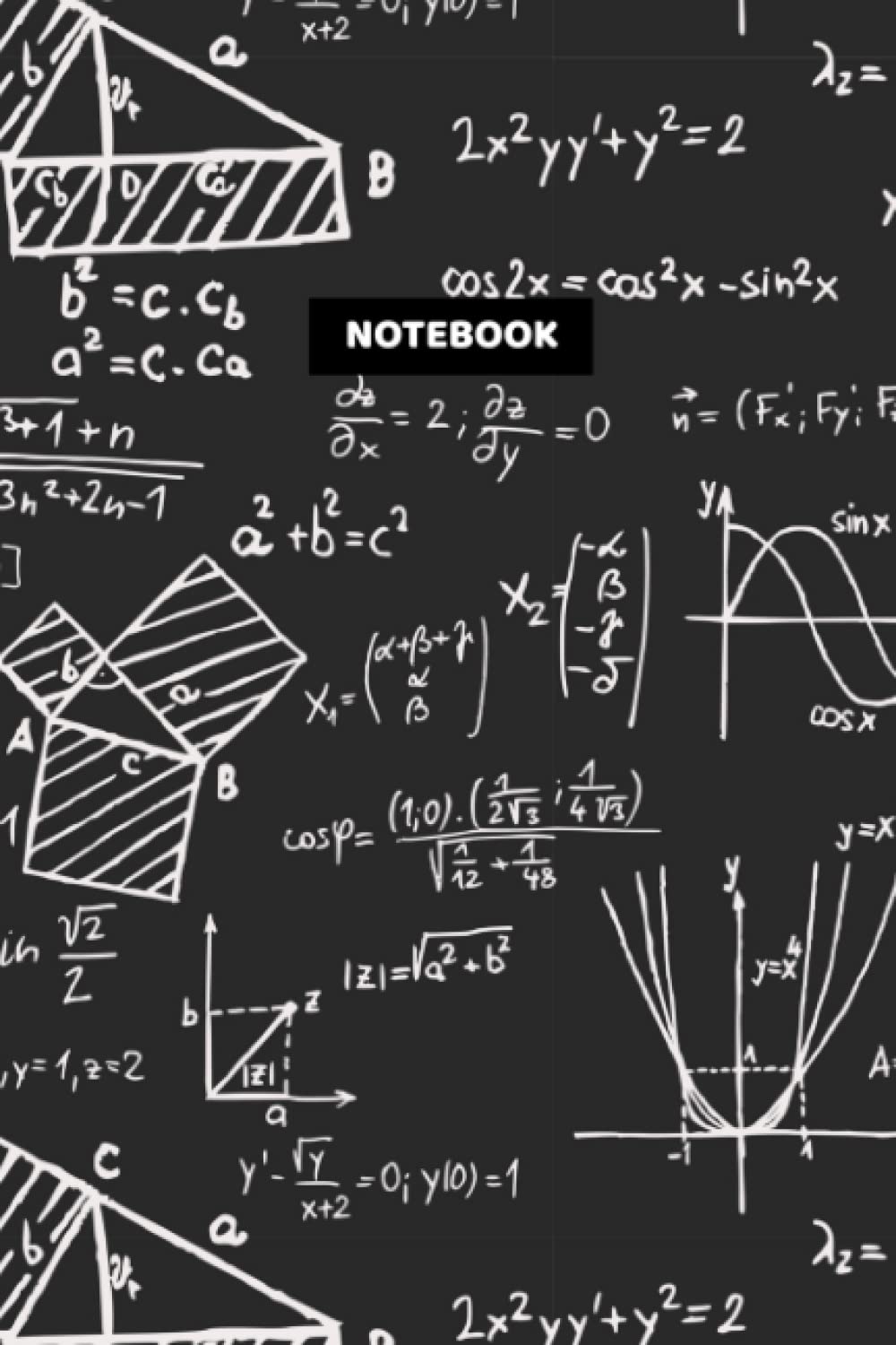 Black Maths-themed Notebook: 120 lined pages