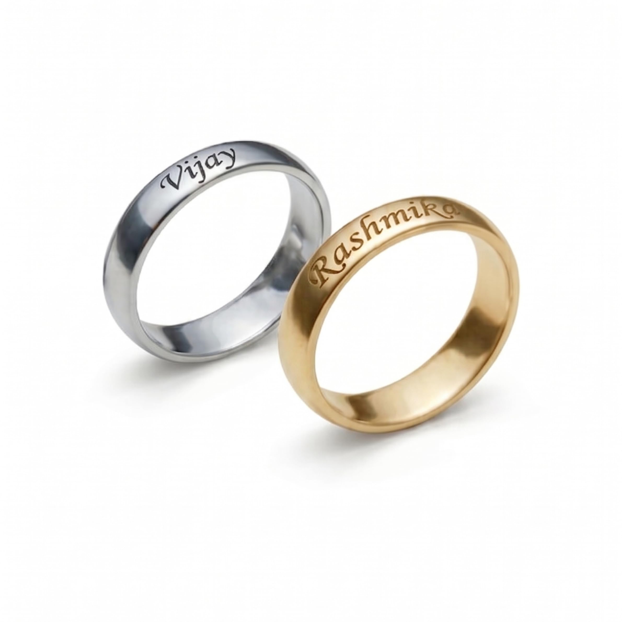 popcircles Personalized Ring Custom Name for Men & Women, Laser Engraved Stainless Steel Couple Ring with Chain Options, Gold & Silver, Sizes 16-20mm-picture-53