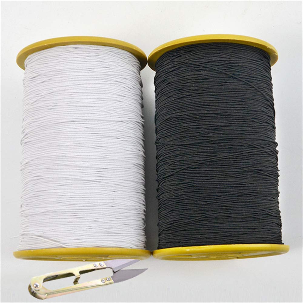 HARFINGTON Lot De 2 Fils à Coudre élastiques En Latex Pour Couture à La Main, Rassemblement, Broderie, Machine à Coudre, Bleu Et Rouge Vin 500 M X 0,5