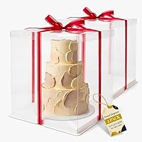 Vista 10 de Sweet Degrees - Caja de plástico transparente para tartas de 14 x 14 x 16 pulgadas, cinta incluida, transportador cuadrado extra alto con tapa