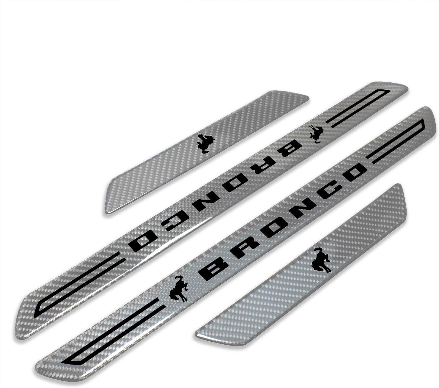 iPick Image for Ford New Bronco Real Carbon Fiber 4 Pcs Universal Door Sill Step Protector Guard Decal Plates - Official Licensed