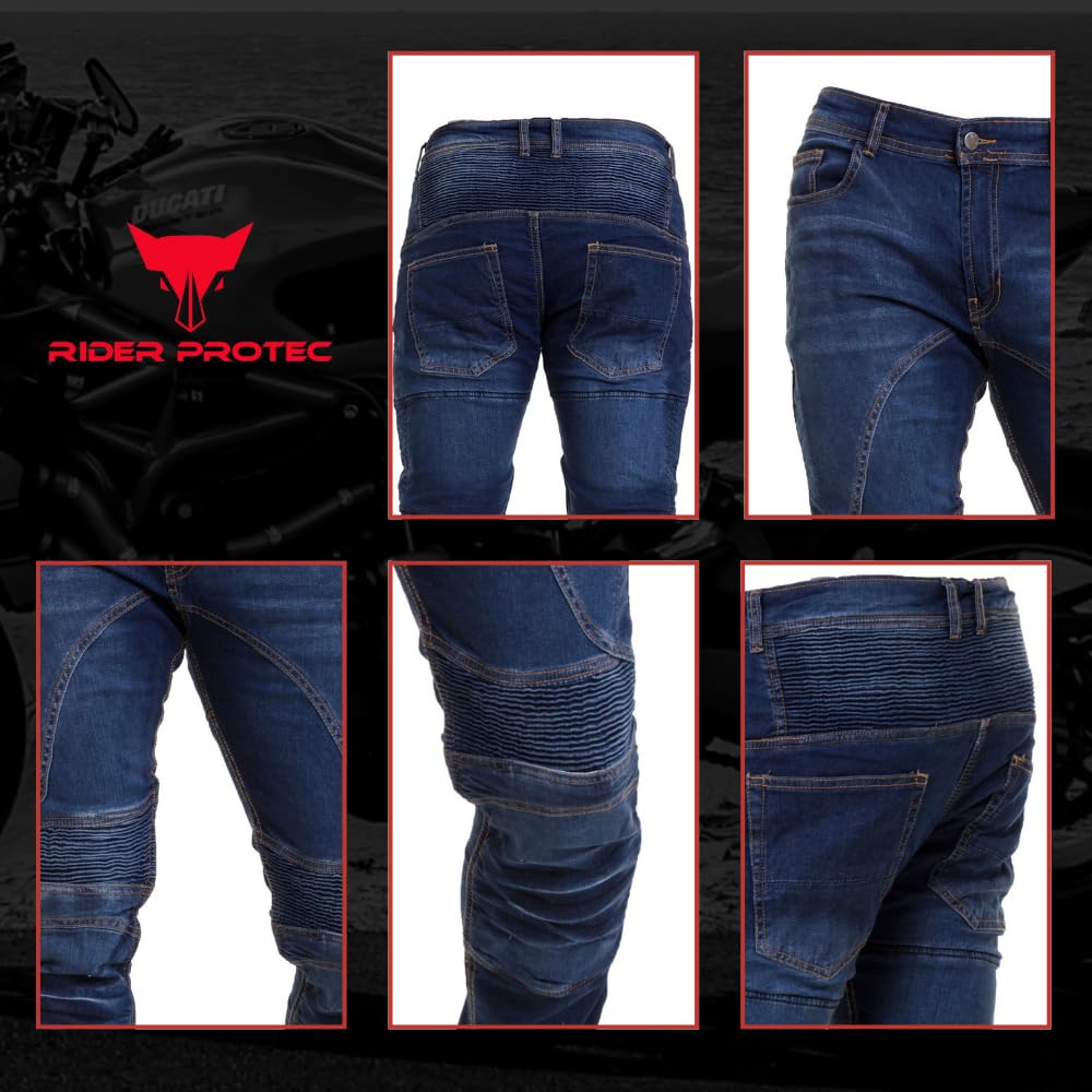 Jean de Moto pour Homme, Doublure de Protection en aramide, Pantalon de Moto en Denim avec Protections Amovibles, Pantalon de Motard pour Homme