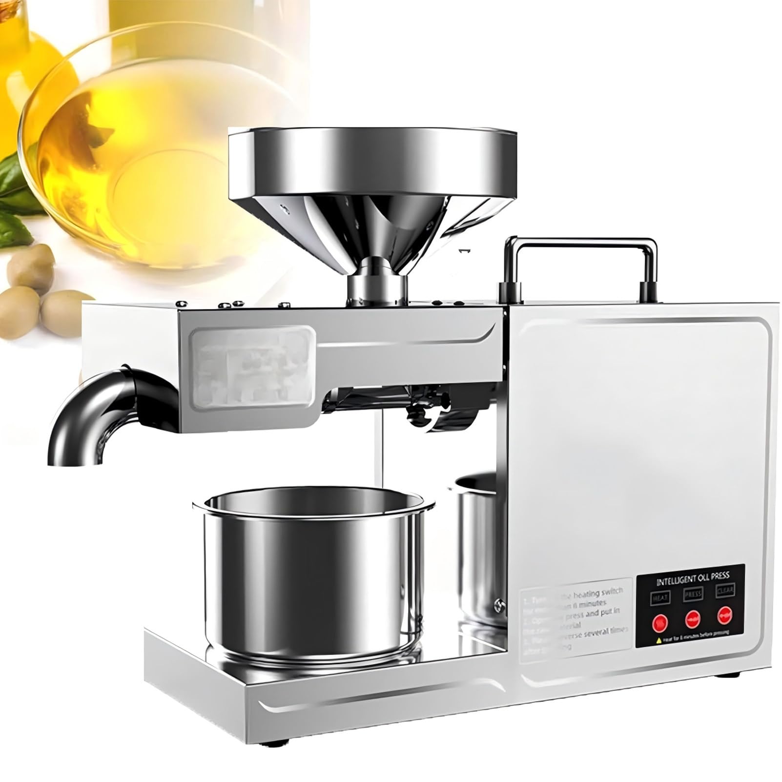 PweKzxt Automatic Oil Extraction Squeezer,Commercial Oil Press Machine,Dual Cold & Hot Pressing Modes, Electric Hot/Cold Nut Seed Extractor,for Various Seeds and Nuts