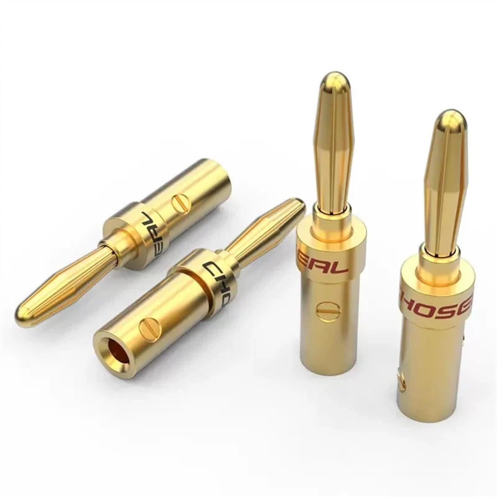 20 x 4 mm wtyk bananowy z pozłacanym złączem 24-karatowym złotem i blokadą śrubową, nadaje się do podłączenia systemów audio i głośników" wzmacniacz (Mx20)