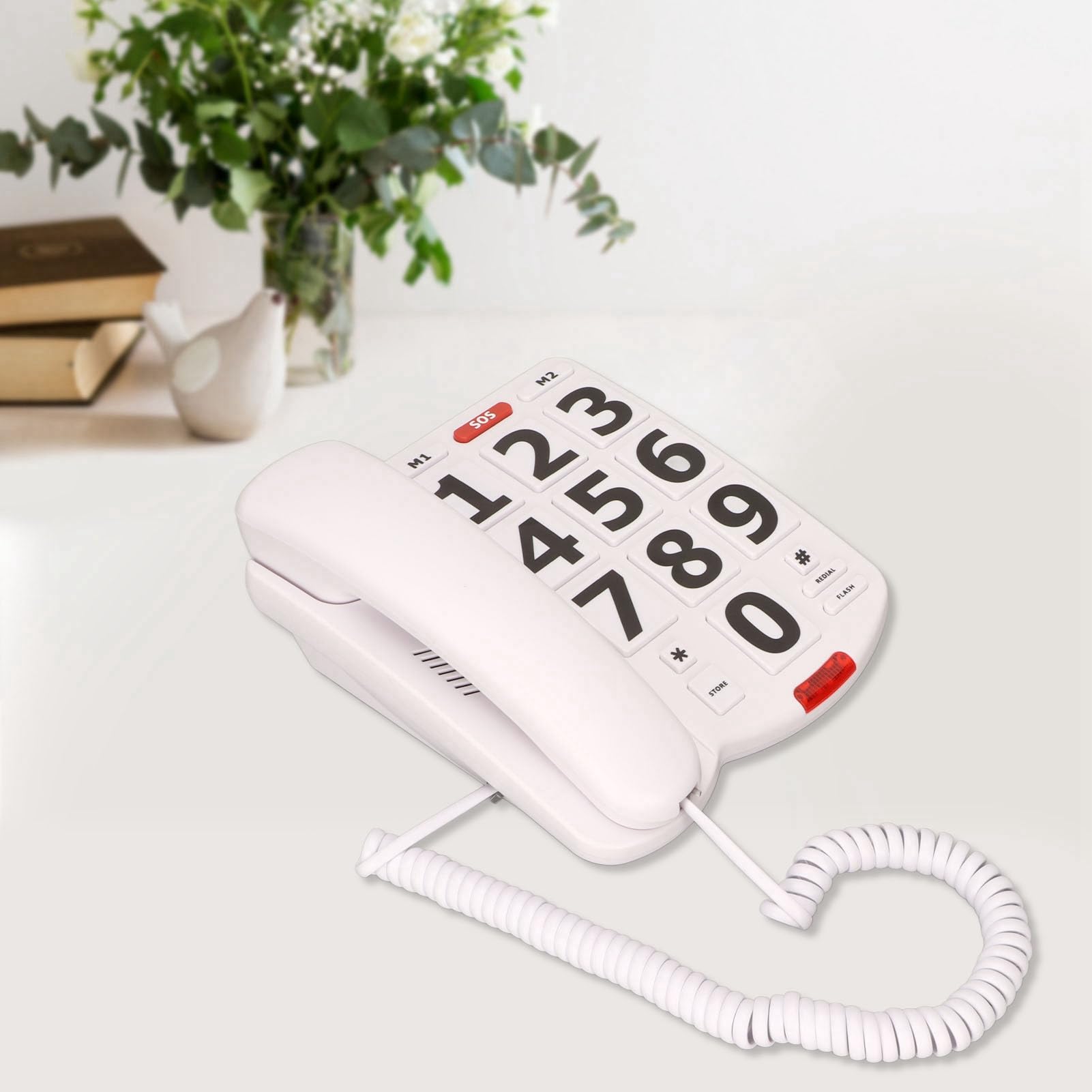 Yosoo Health Gear Telefono con Filo con Tasti Grandi, Telefono Fisso Amplificato per Anziani con Problemi di Udito con Volume Regolabile e Vivavoce
