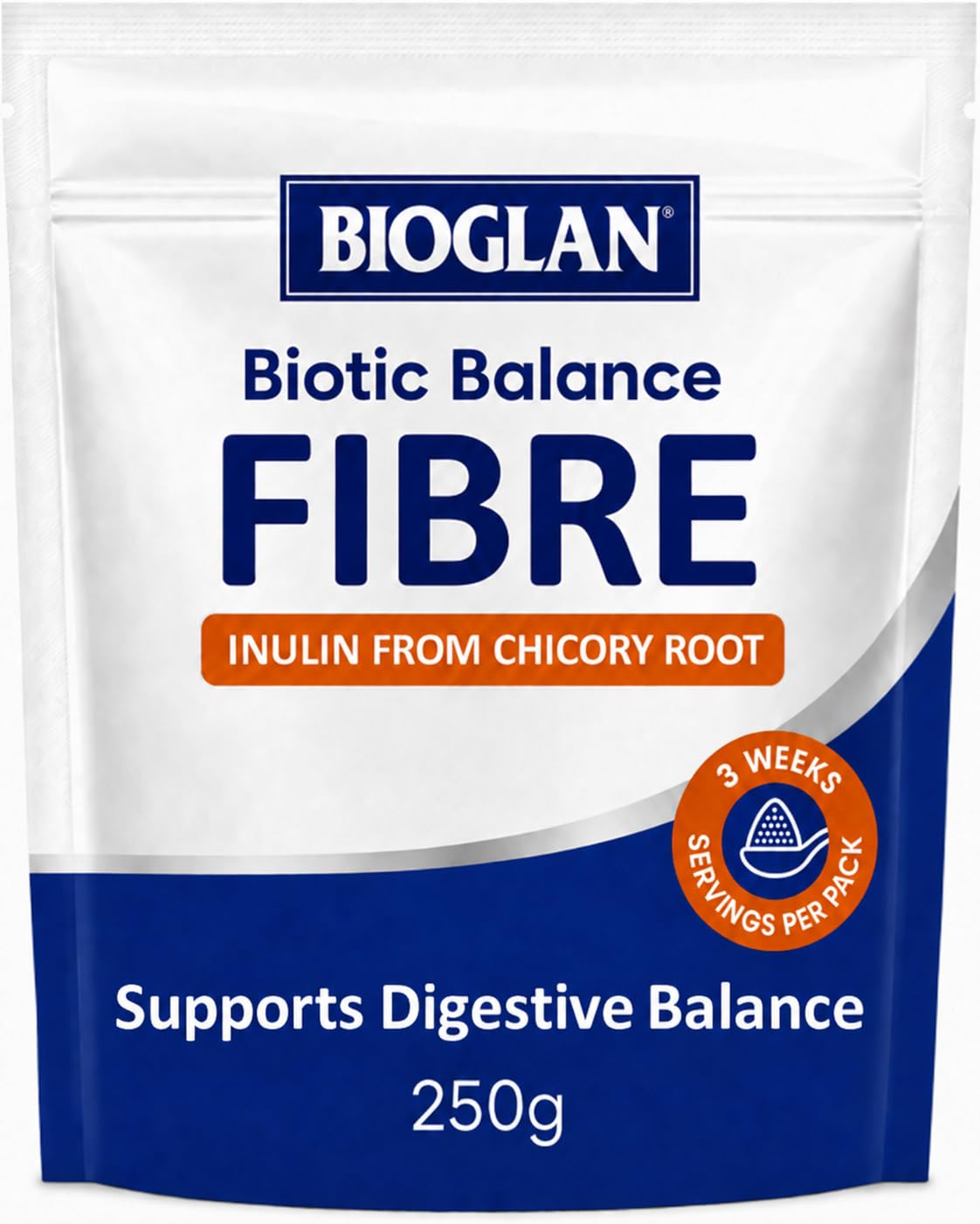 Bioglan Inulin Powder 250g | Chicory Root Fibre Supplement | Soluble Fibre for Normal Bowel Function | Vegan, Unflavoured | 3 Weeks Supply
